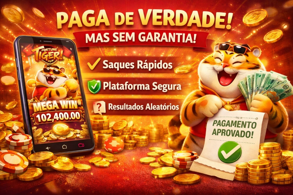 Fortune Tiger em smartphone com destaque para pagamentos possíveis, saque, segurança e jogo responsável em imagem horizontal
